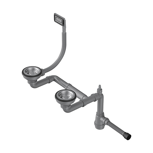 Арматура для 1,5-чашевых моек WK-1.5-UN с универсальным прямоугольным переливом