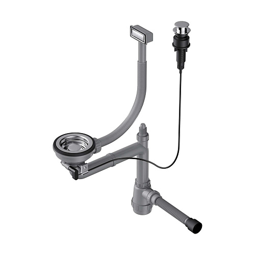 Арматура для 1-чашевых моек WK-1-A с клапаном-автоматом, с прямоуг. переливом и декор. элементом