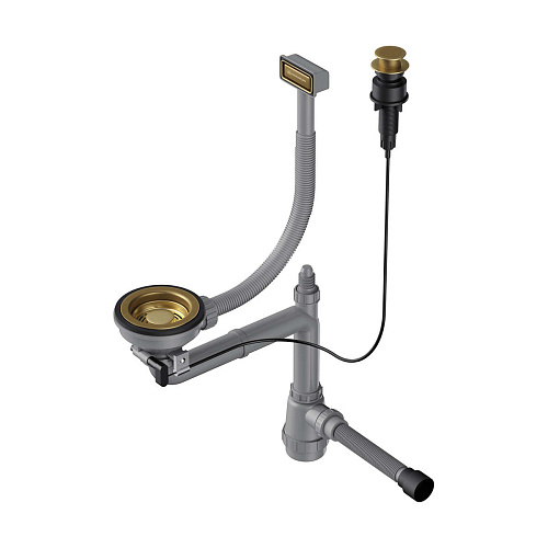 Арматура для 1-чашевых моек WK-1-A с клапаном-автоматом, с прямоуг. переливом и декор. элементом