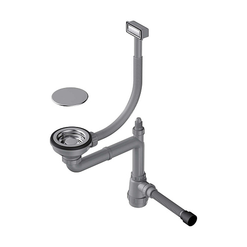 Арматура для 1-чашевых моек WK-1C с прямоугольным переливом и декоративным элементом для корзины