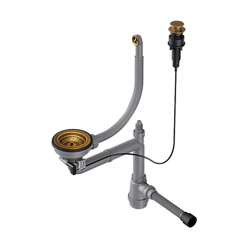 Арматура для 1-чашевых моек WK-1-CL-R-A с клапаном-автоматом, с круглым переливом